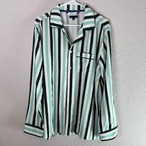 Katie Kime Retro Striped Button-Up Pajama Top Size L